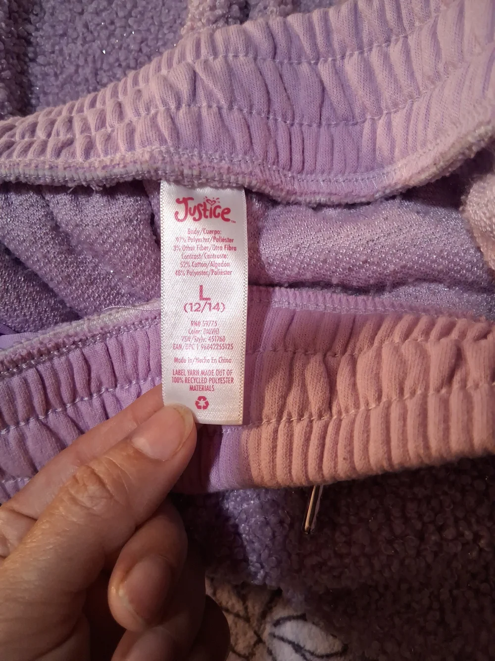 Justice Lavender Sherpa Kids Pants